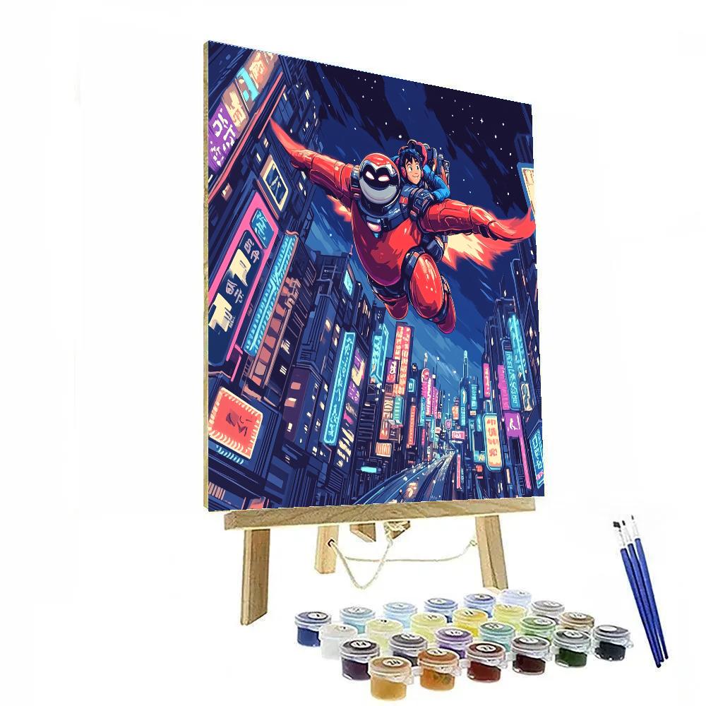 Baymax And Hiro City Sky Glide Disney Inspired Paint by numbers art