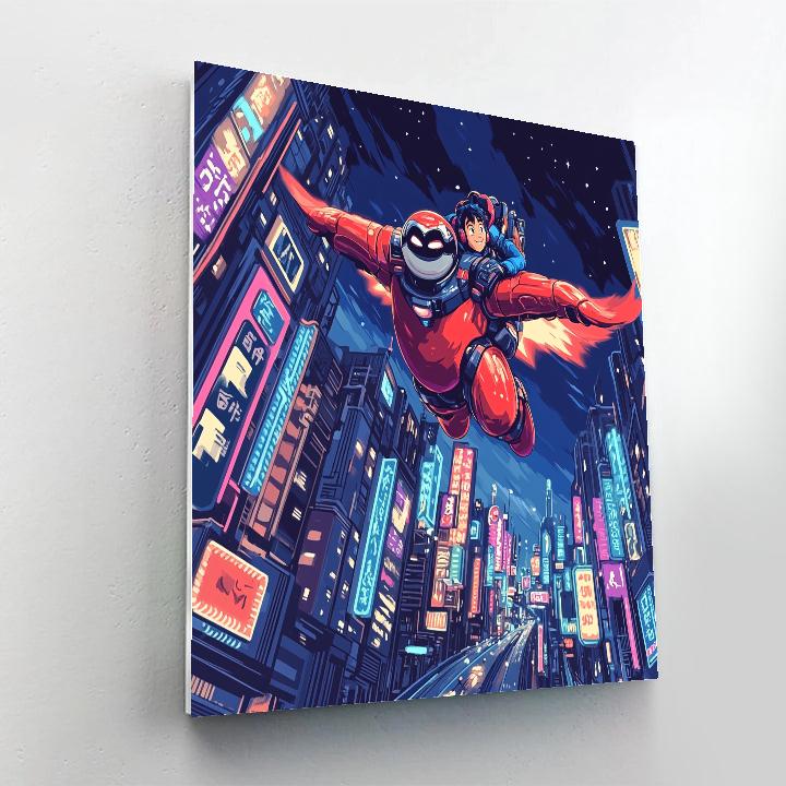 Baymax And Hiro City Sky Glide Disney Inspired Paint by numbers art