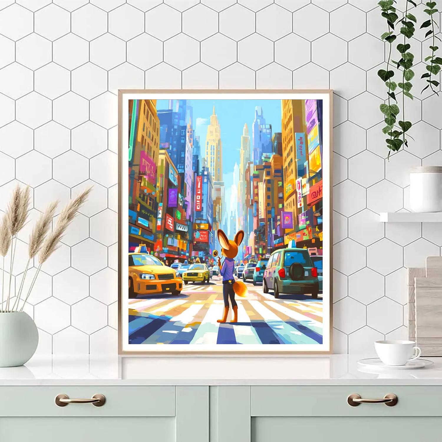 Judy Hopps City Crosswalk Patrol Disney Inspired Paint by numbers kits