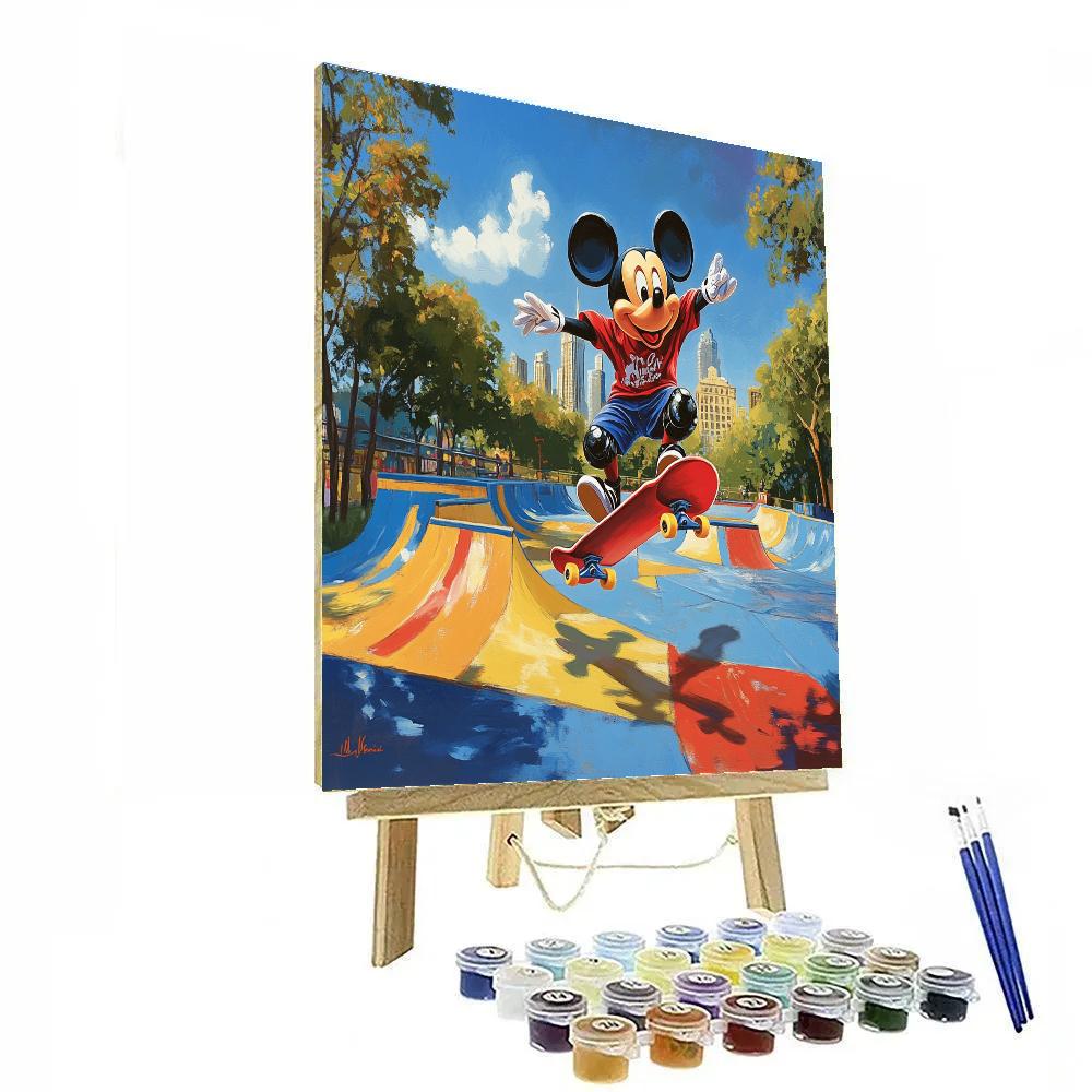 Mickey Mouse Sunny Skate Park Spin Disney Inspired Painting by numbers kit