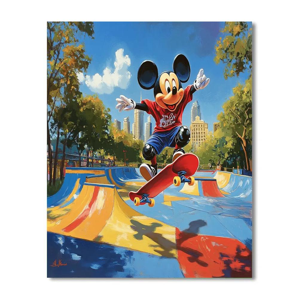 Mickey Mouse Sunny Skate Park Spin Disney Inspired Painting by numbers kit