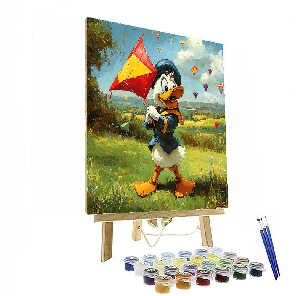 Donald Duck Windy Kite Field Disney Inspired paint by color