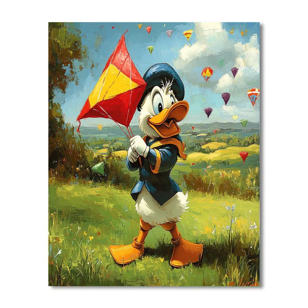 Donald Duck Windy Kite Field Disney Inspired paint by color