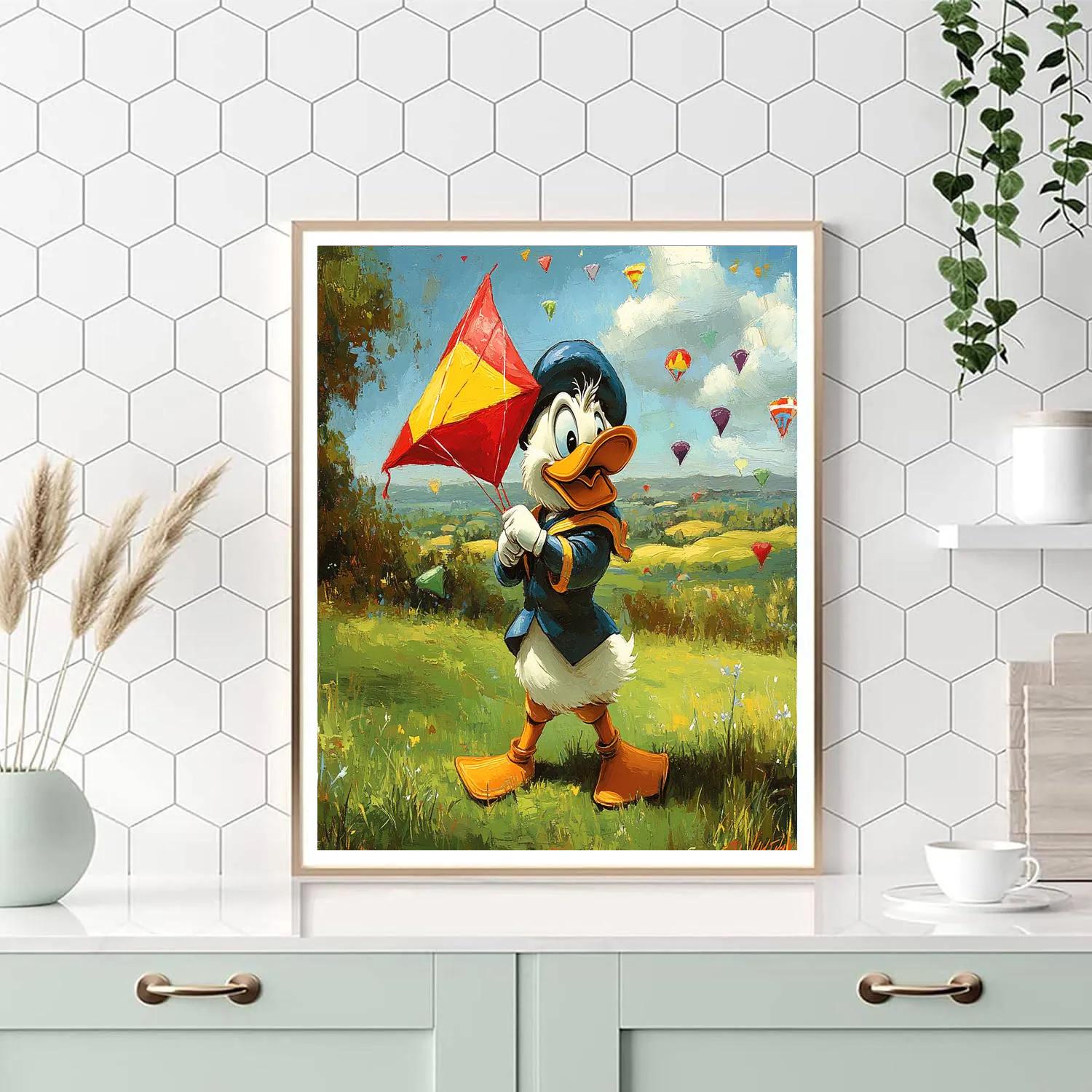 Donald Duck Windy Kite Field Disney Inspired paint by color