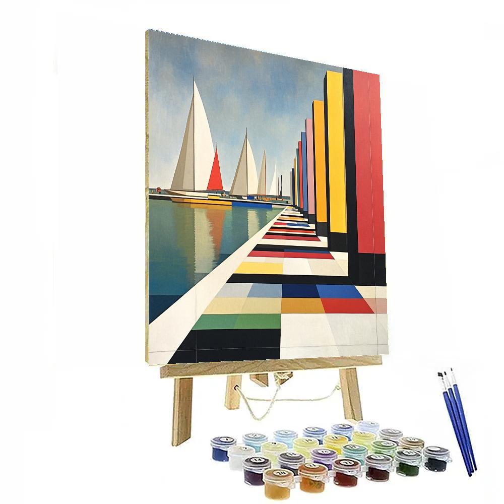 Piet Mondrian Inspired Harbor Geometry Paint by numbers art