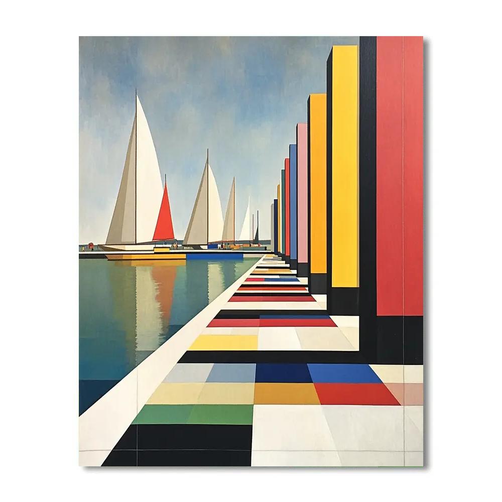 Piet Mondrian Inspired Harbor Geometry Paint by numbers art