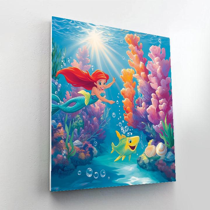Ariel And Flounder Coral Reef Race Disney Inspired paint by number
