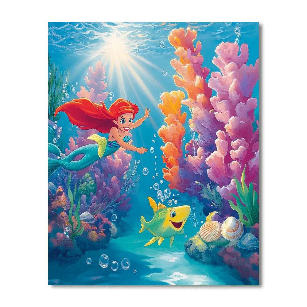 Ariel And Flounder Coral Reef Race Disney Inspired paint by number