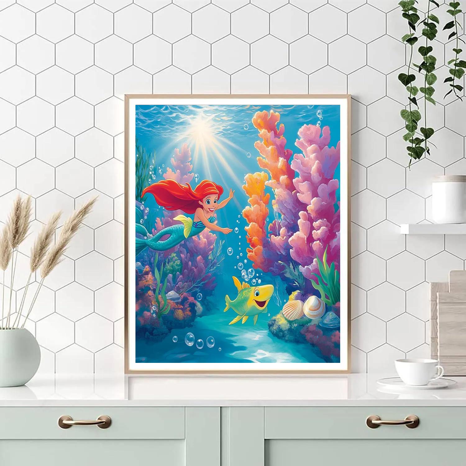 Ariel And Flounder Coral Reef Race Disney Inspired paint by number