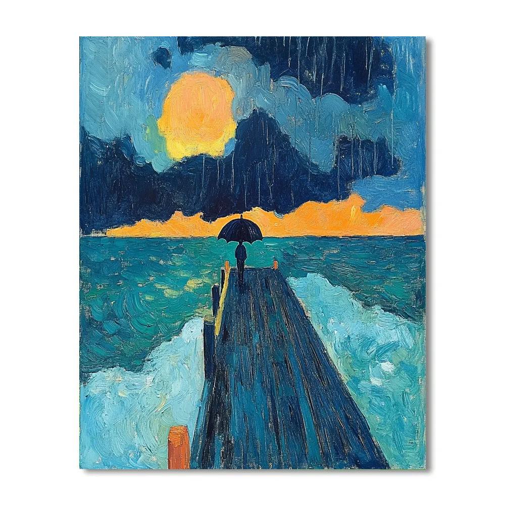 Edvard Munch Inspired Rain Over Harbor Painting by numbers kit