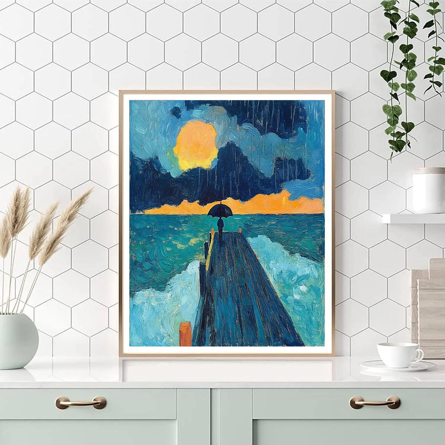 Edvard Munch Inspired Rain Over Harbor Painting by numbers kit