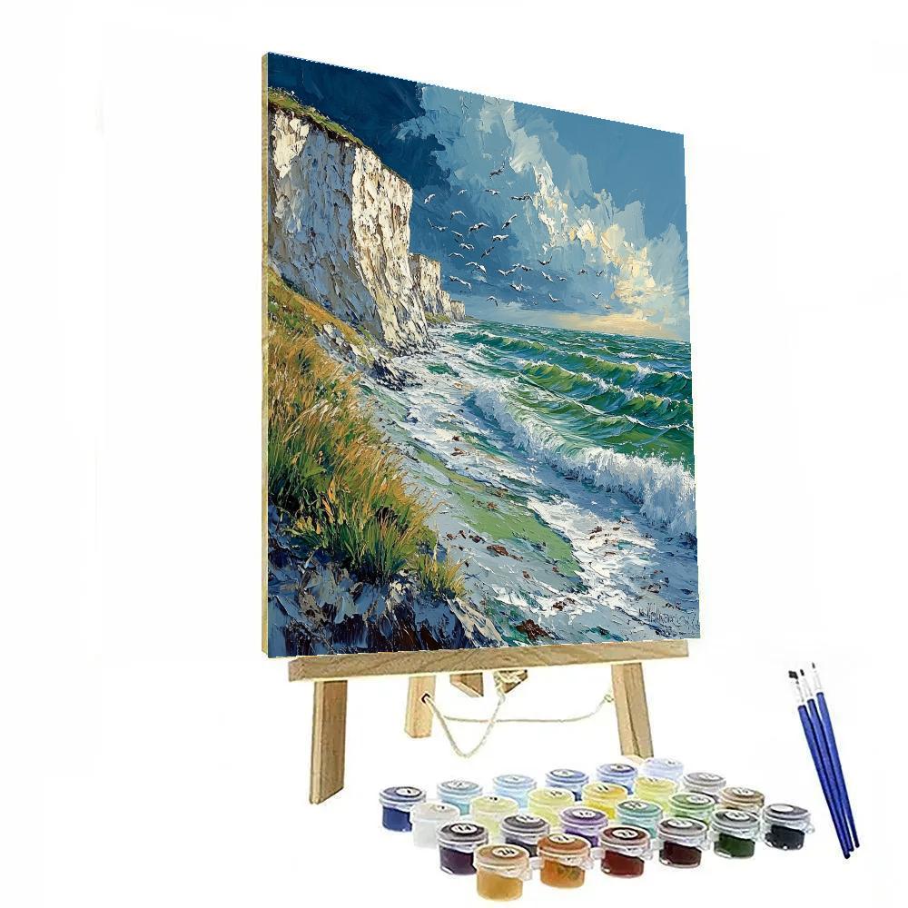 Gustave Courbet Inspired Clifftop Sea Number painting