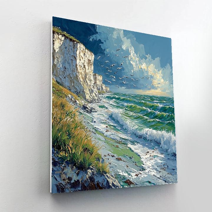 Gustave Courbet Inspired Clifftop Sea Number painting