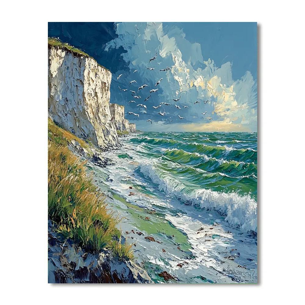 Gustave Courbet Inspired Clifftop Sea Number painting