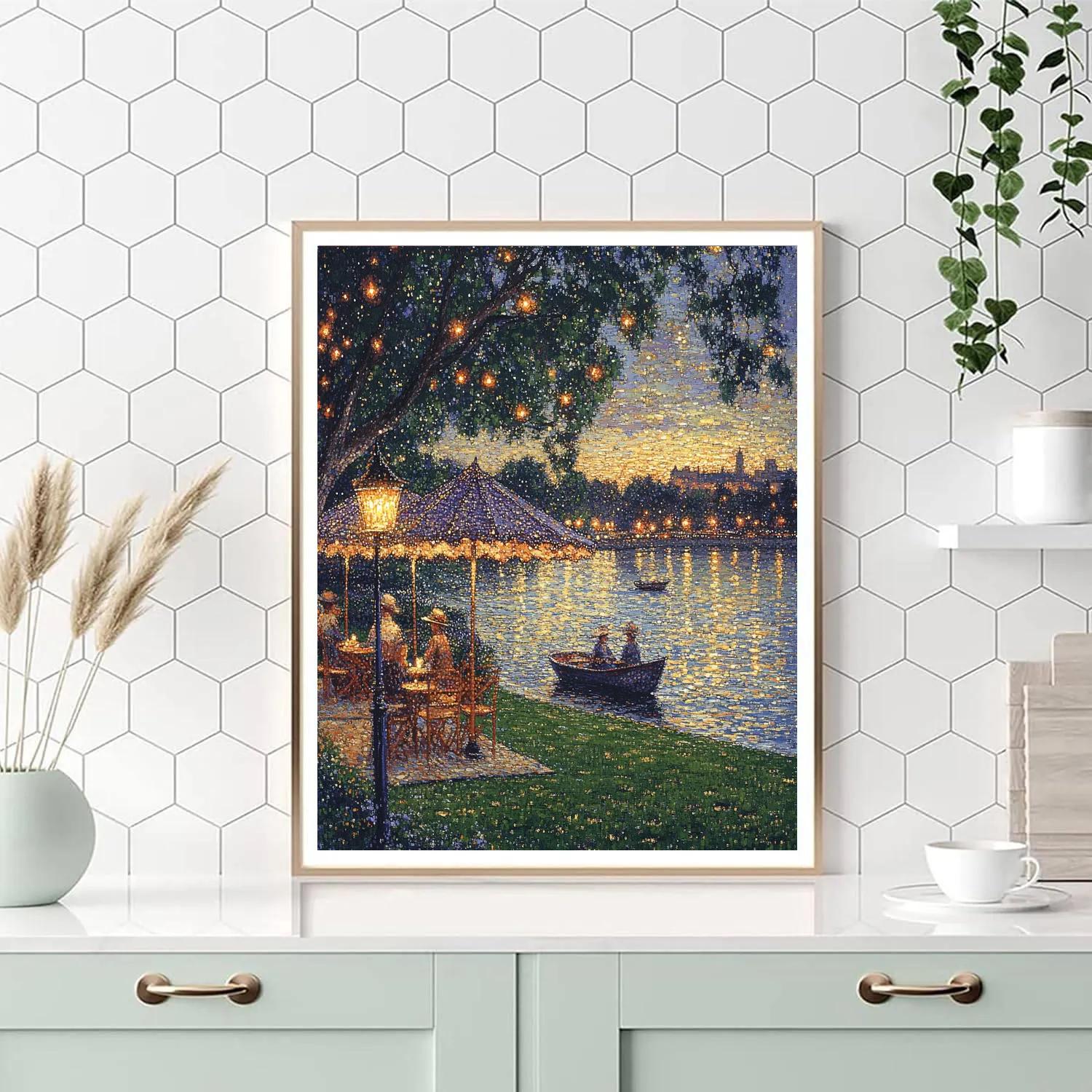 Georges Seurat Inspired Park At Dusk Paint by numbers kits