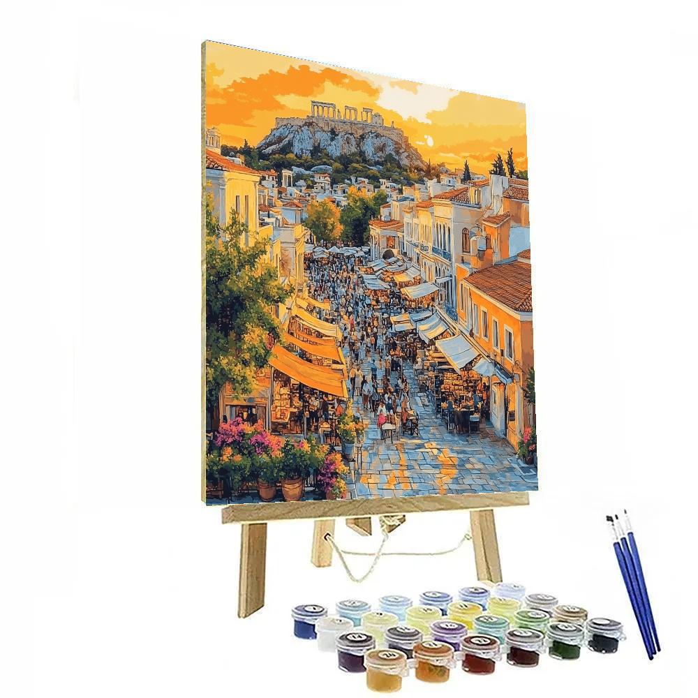 Athens Monastiraki Square And City Roofs Greece paint by color