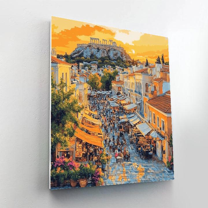 Athens Monastiraki Square And City Roofs Greece paint by color