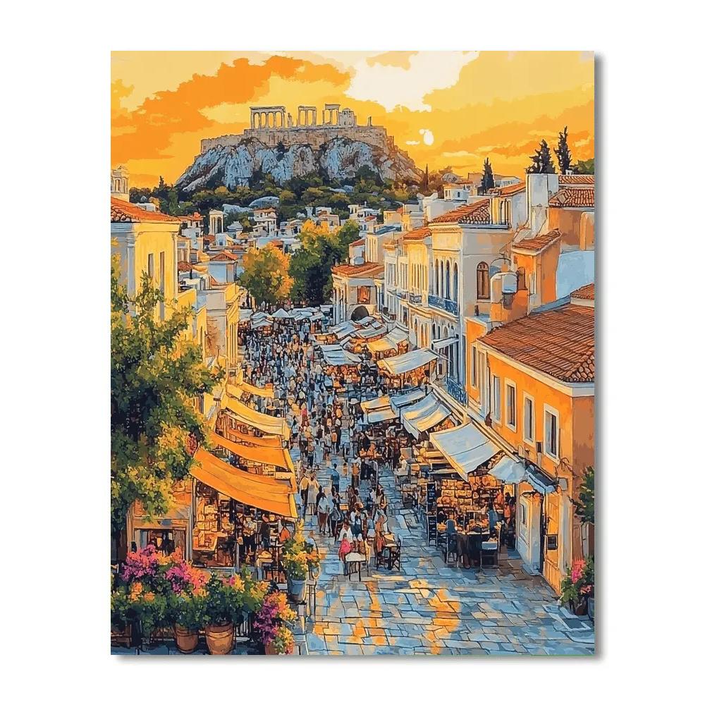 Athens Monastiraki Square And City Roofs Greece paint by color