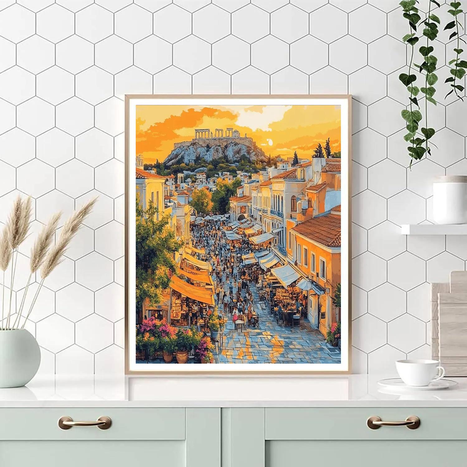 Athens Monastiraki Square And City Roofs Greece paint by color