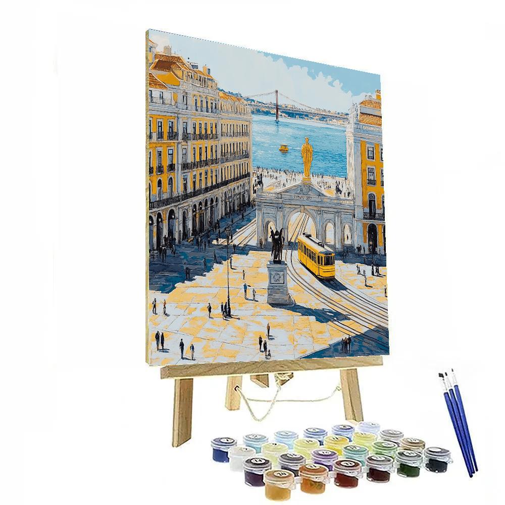 Lisbon Commerce Square Riverside Portugal Paint by numbers kits