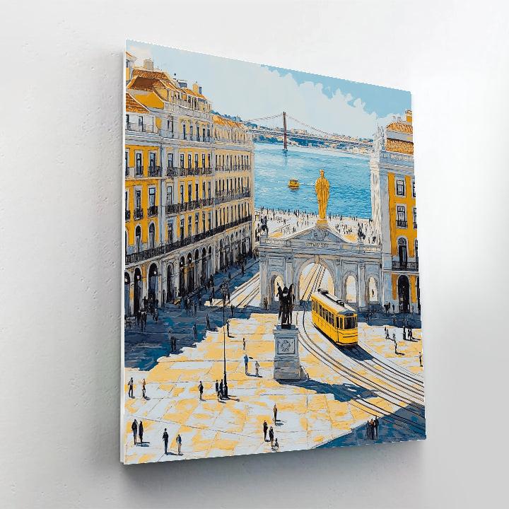 Lisbon Commerce Square Riverside Portugal Paint by numbers kits