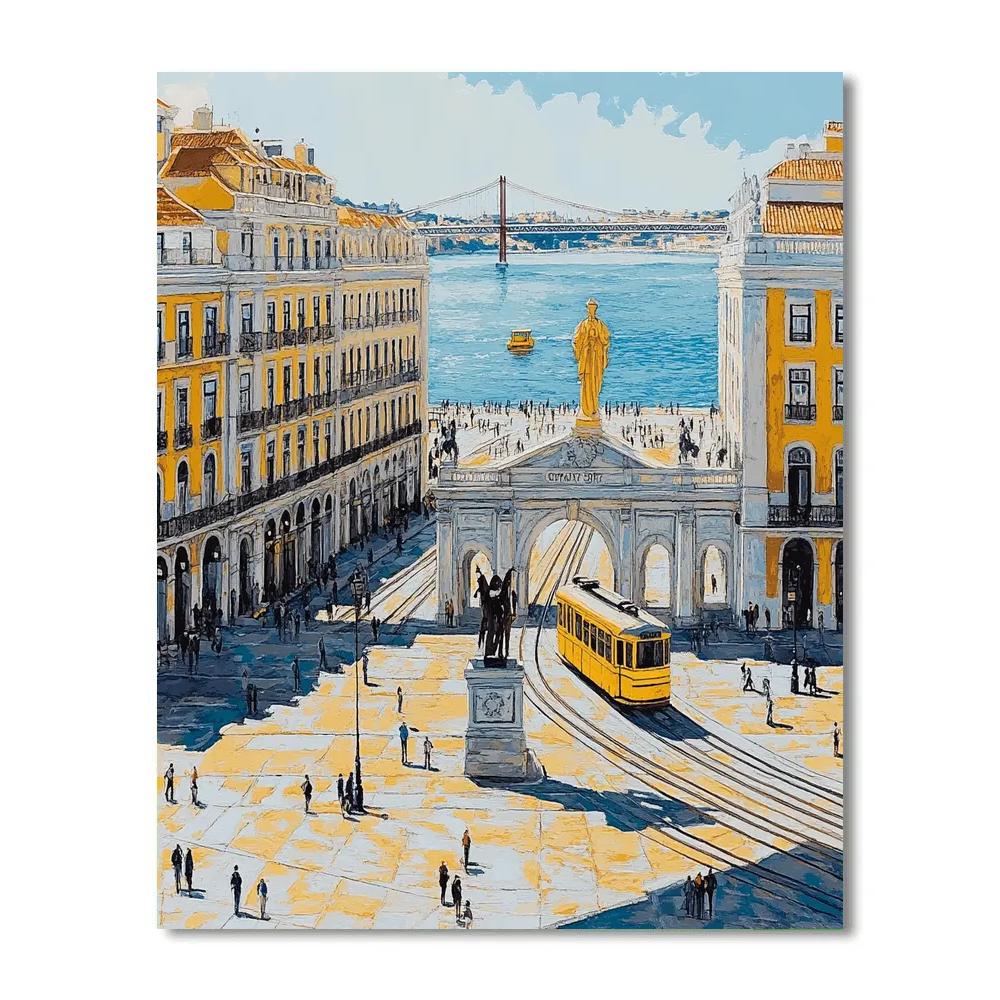 Lisbon Commerce Square Riverside Portugal Paint by numbers kits