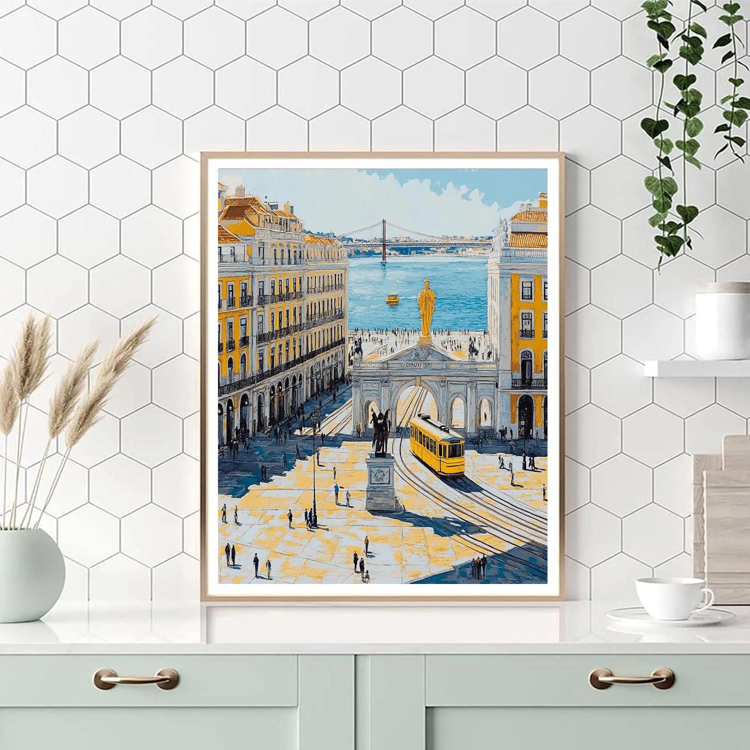 Lisbon Commerce Square Riverside Portugal Paint by numbers kits