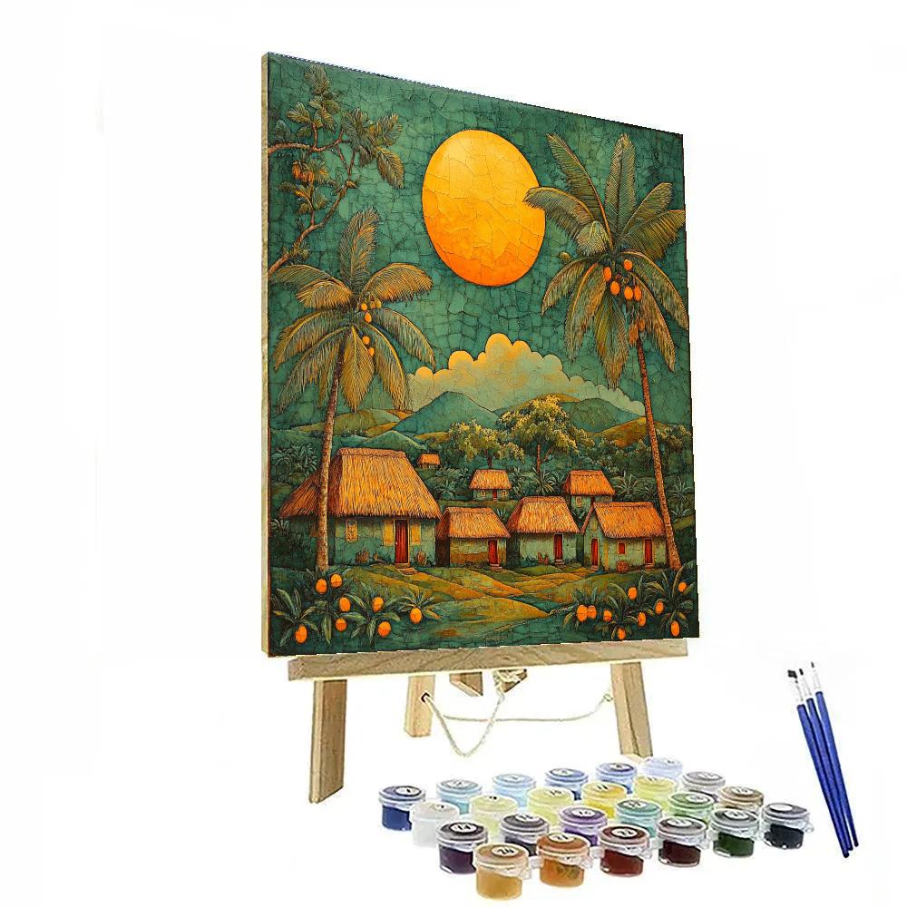 Paul Gauguin Inspired Moon Over Village paint by number