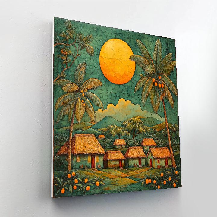Paul Gauguin Inspired Moon Over Village paint by number