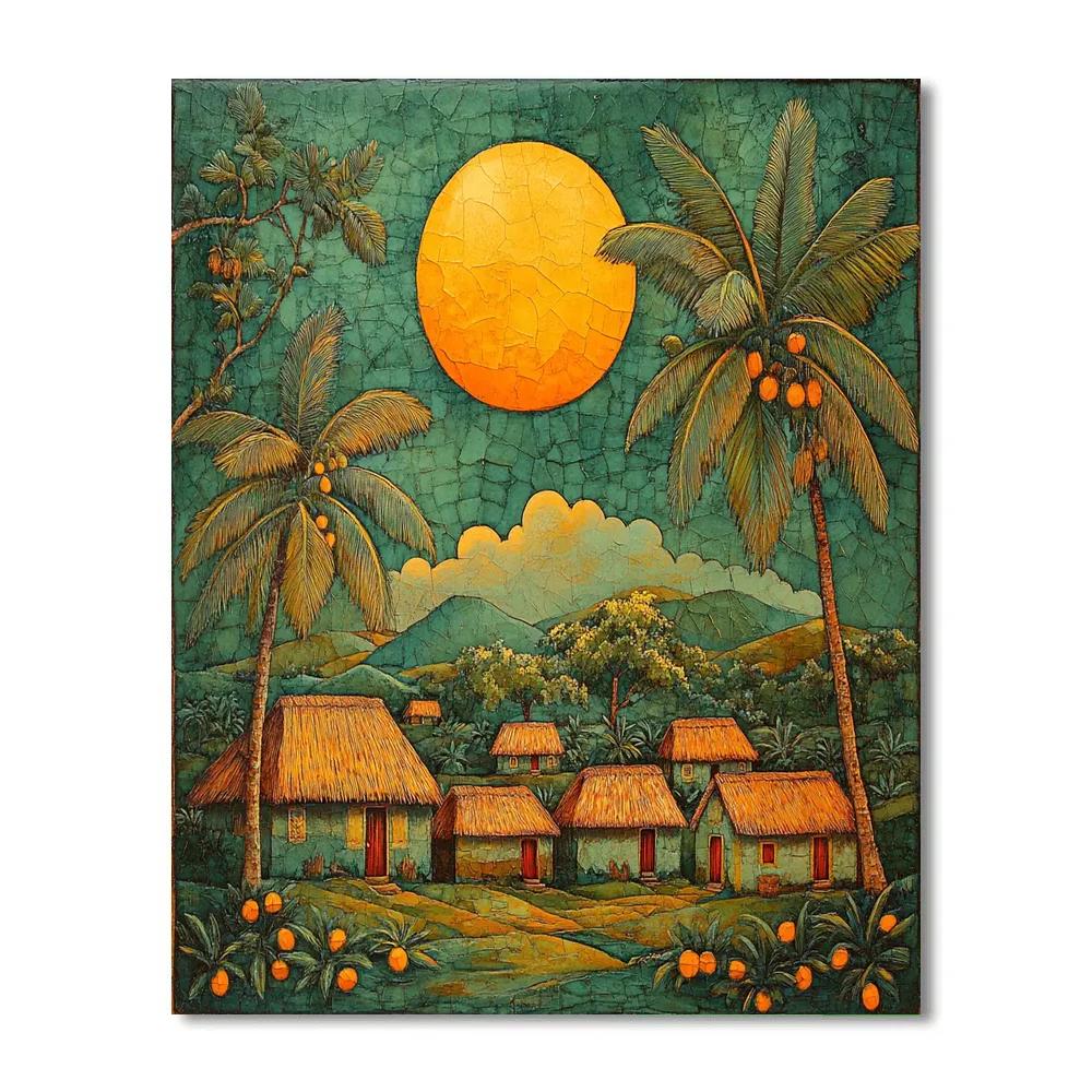 Paul Gauguin Inspired Moon Over Village paint by number