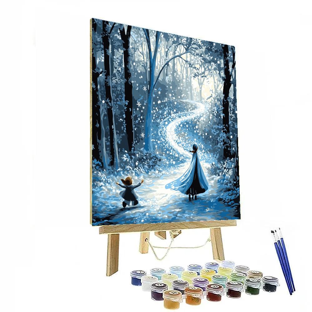 Elsa And Olaf Frosty Forest Trail Disney Inspired Painting by numbers kit