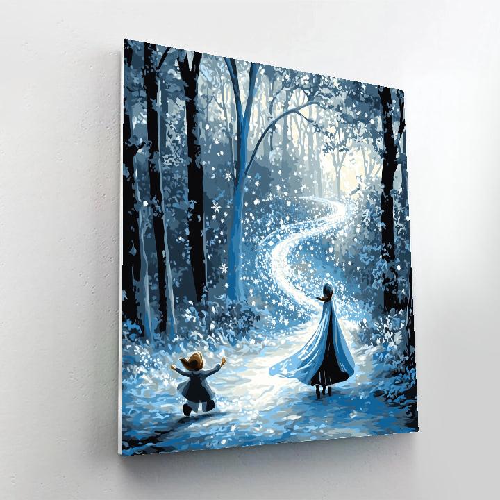 Elsa And Olaf Frosty Forest Trail Disney Inspired Painting by numbers kit