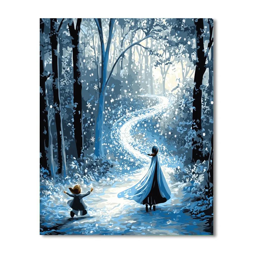 Elsa And Olaf Frosty Forest Trail Disney Inspired Painting by numbers kit