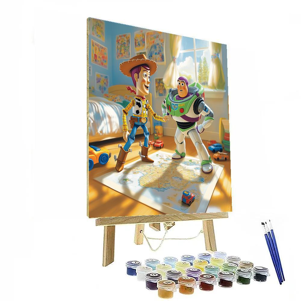 Woody And Buzz Toy Room Mission Map Disney Inspired Number painting