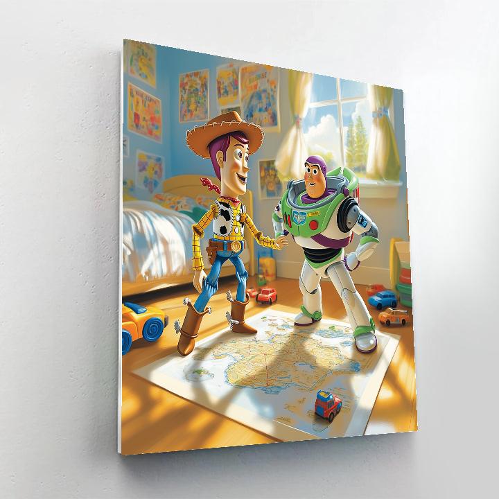 Woody And Buzz Toy Room Mission Map Disney Inspired Number painting