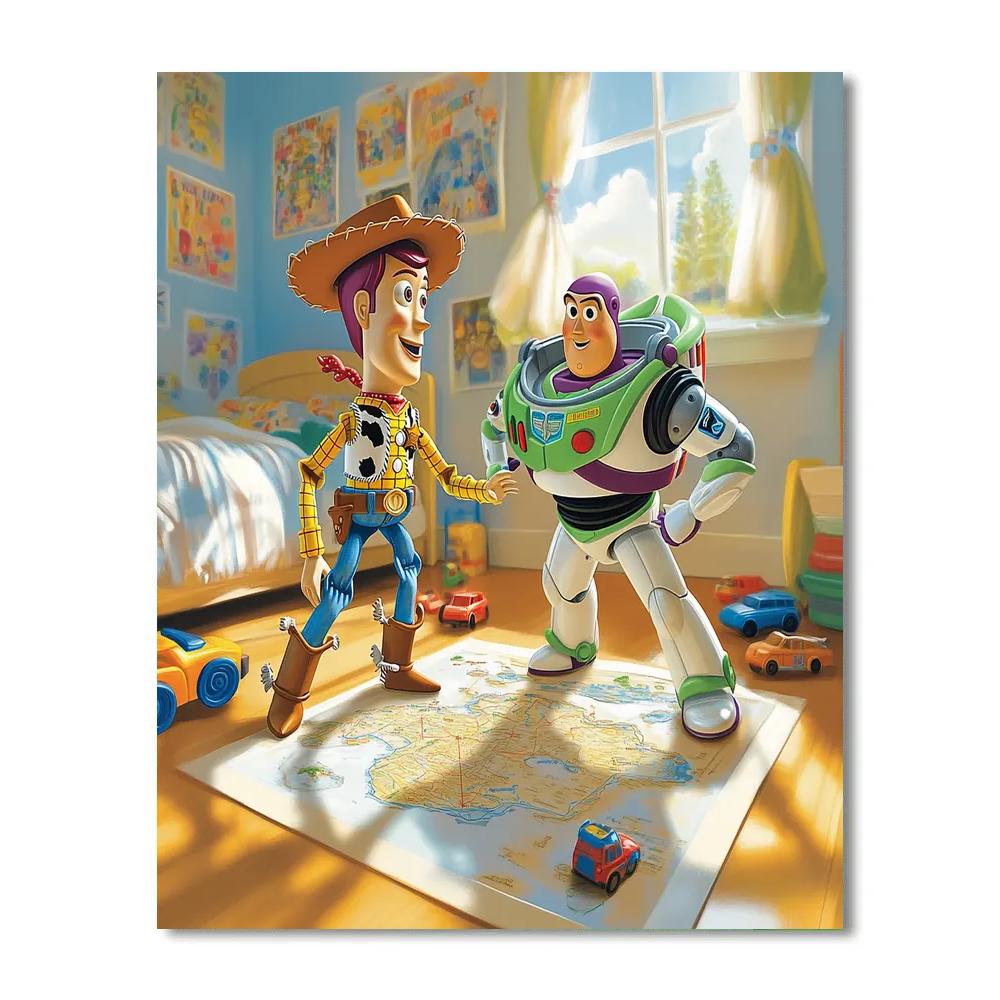 Woody And Buzz Toy Room Mission Map Disney Inspired Number painting