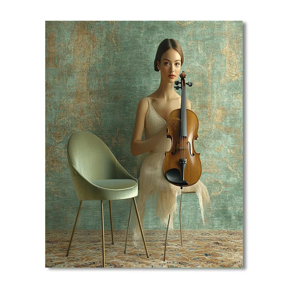 Amedeo Modigliani Inspired Violinist In Blue Number painting