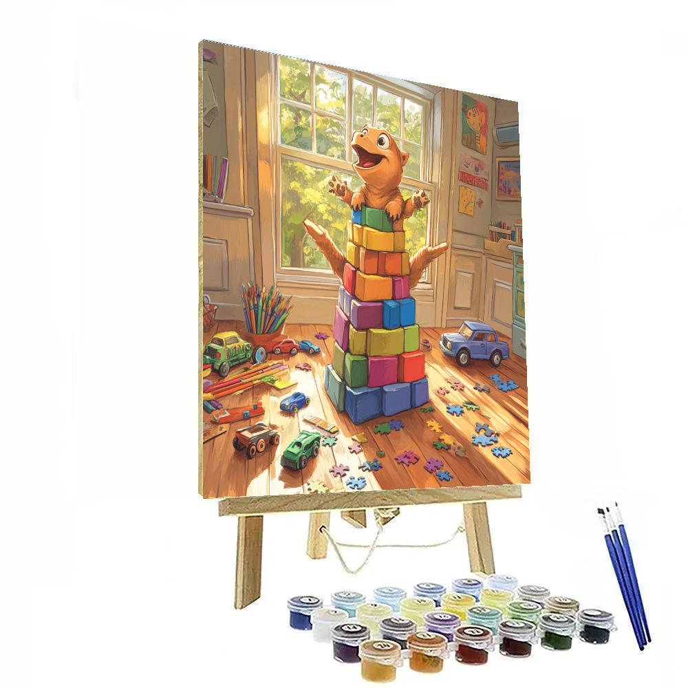 Rex Dinosaur Toy Block Tower Guard Disney Inspired painting number kit