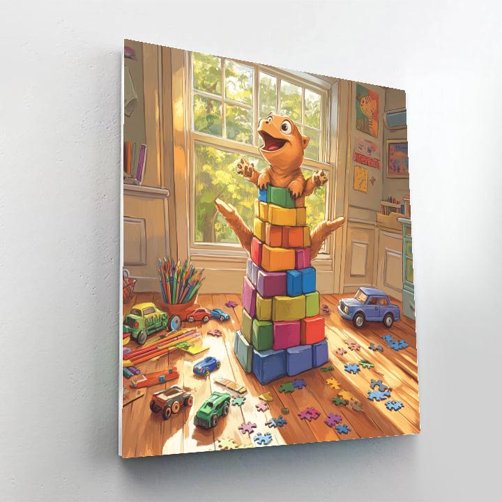 Rex Dinosaur Toy Block Tower Guard Disney Inspired painting number kit