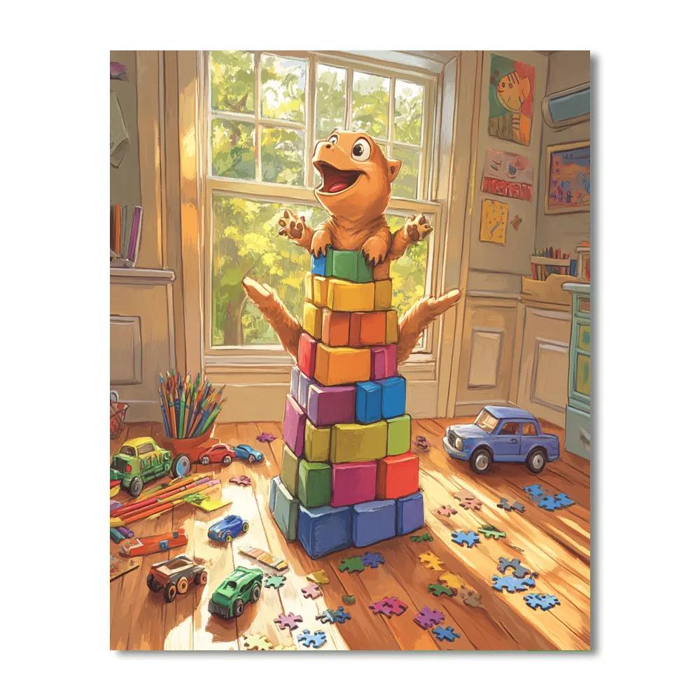 Rex Dinosaur Toy Block Tower Guard Disney Inspired painting number kit