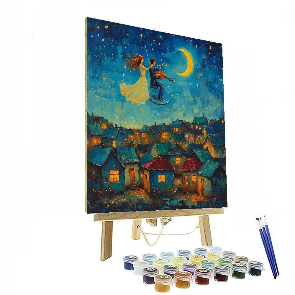 Marc Chagall Inspired Fiddler Over Town paint by number