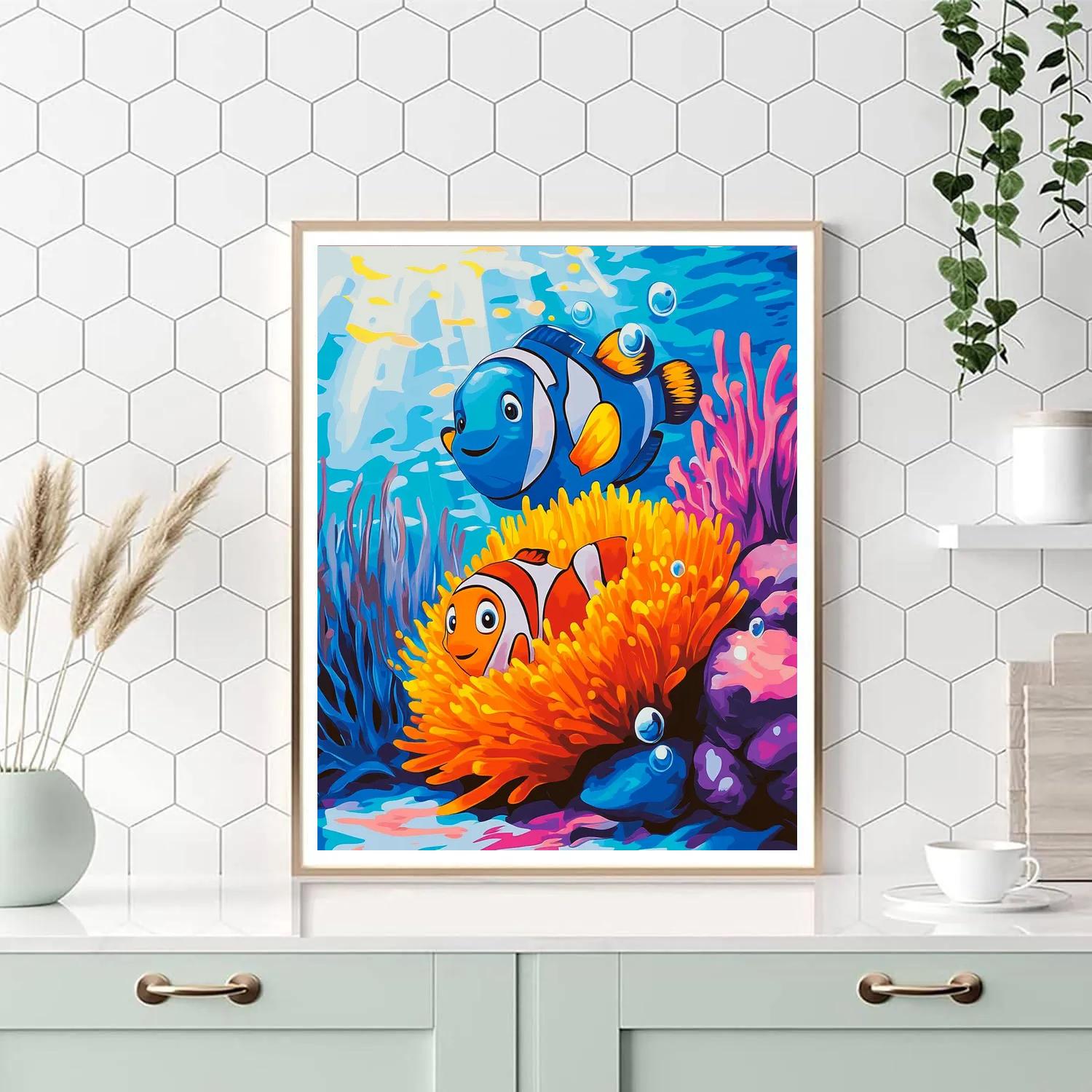 Nemo And Marlin Anemone Home Peek Disney Inspired DIY paint by numbers