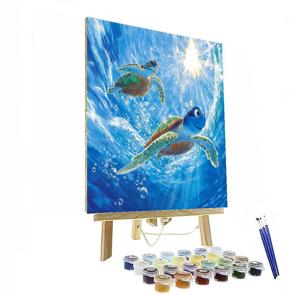Dory And Crush Current Surf Ride Disney Inspired Painting by numbers kit