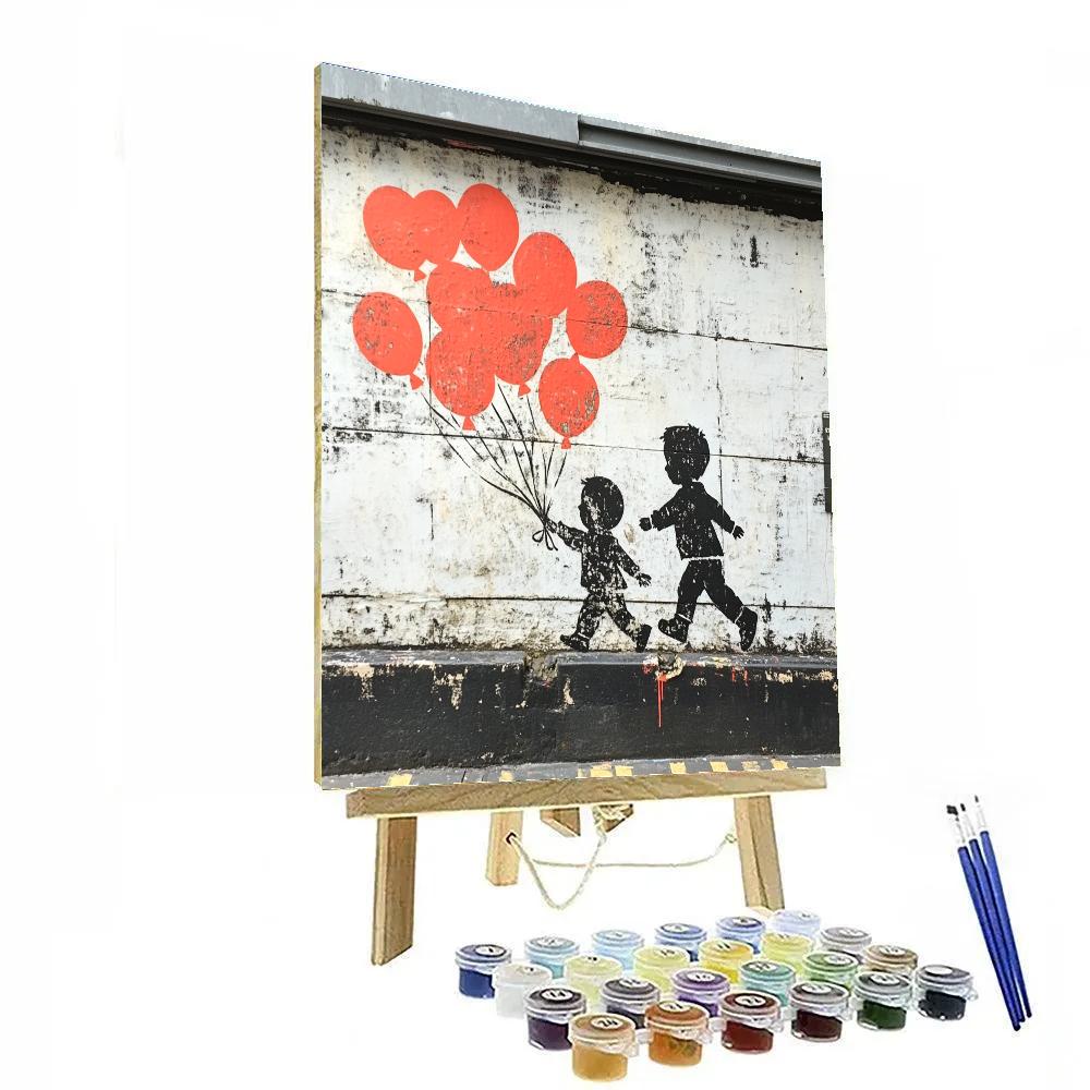 Banksy Inspired Balloon Bridge paint by numbers