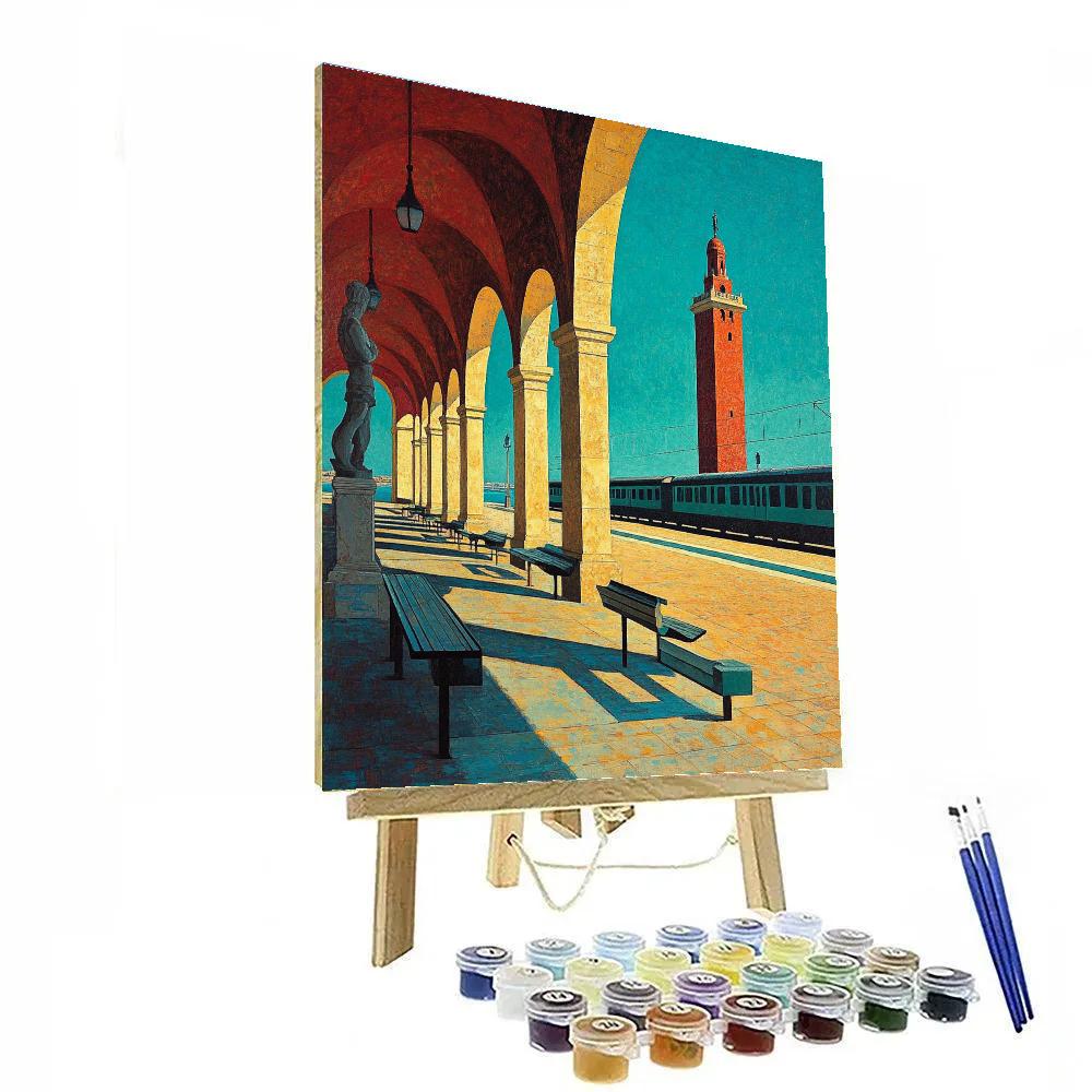 Giorgio De Chirico Inspired Red Tower Square Paint by numbers kits