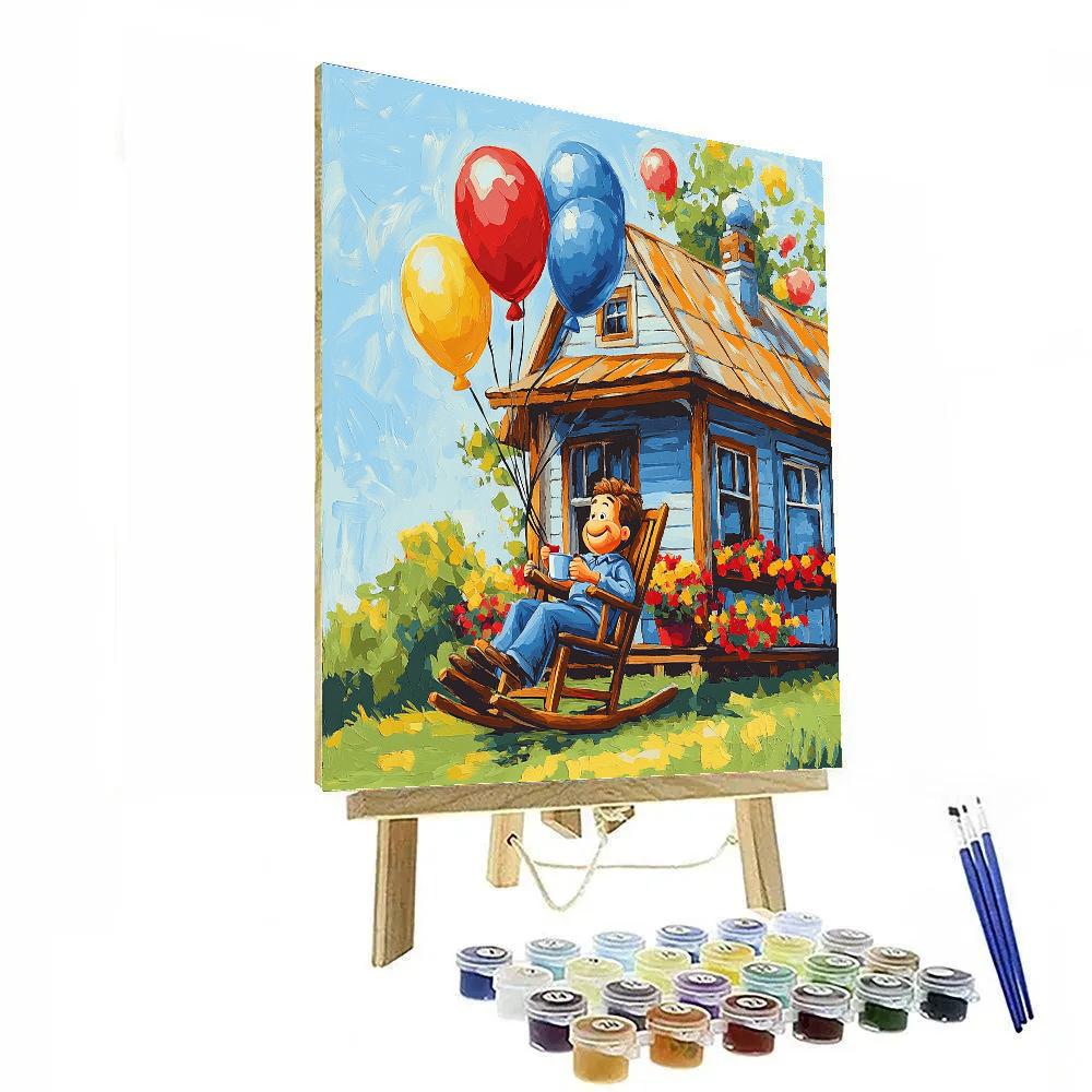 Carl Fredricksen Balloon Porch Morning Disney Inspired Number painting