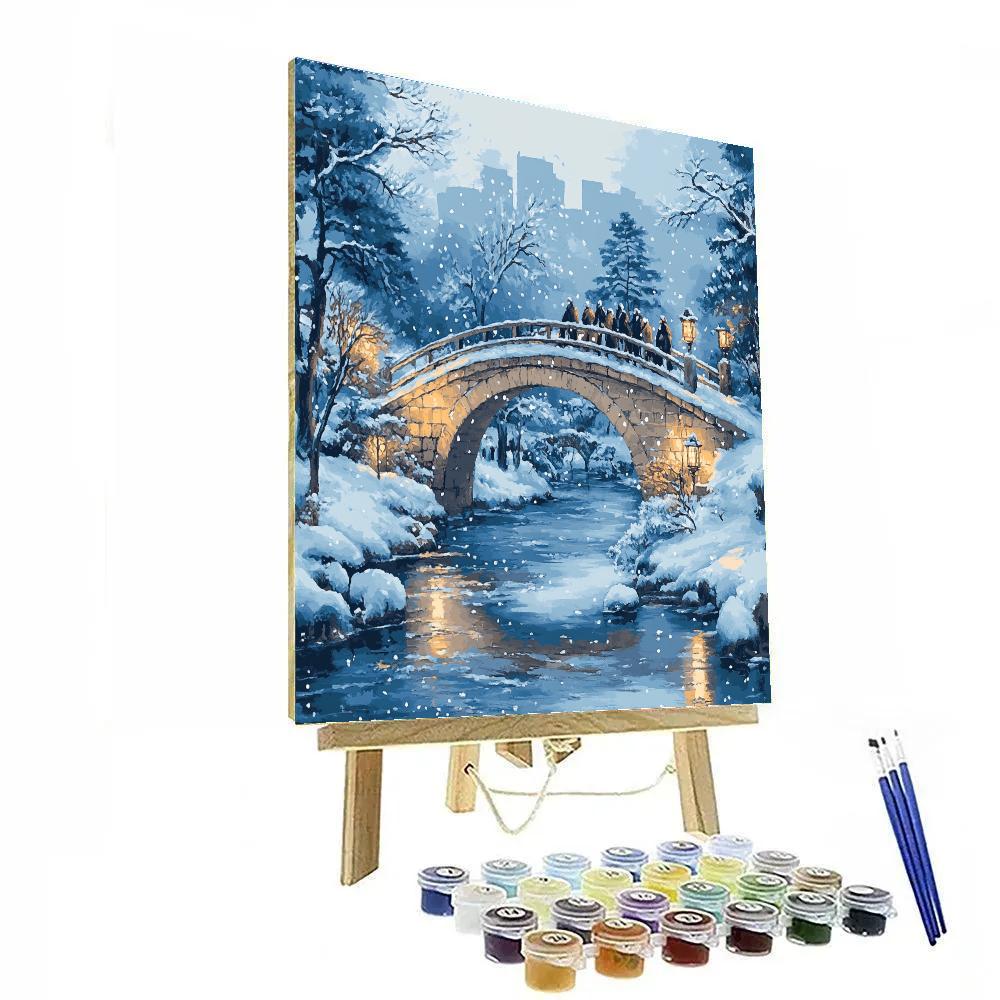 Hiroshige Inspired Snow On Red Bridge Numbered painting kits