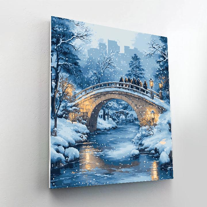 Hiroshige Inspired Snow On Red Bridge Numbered painting kits