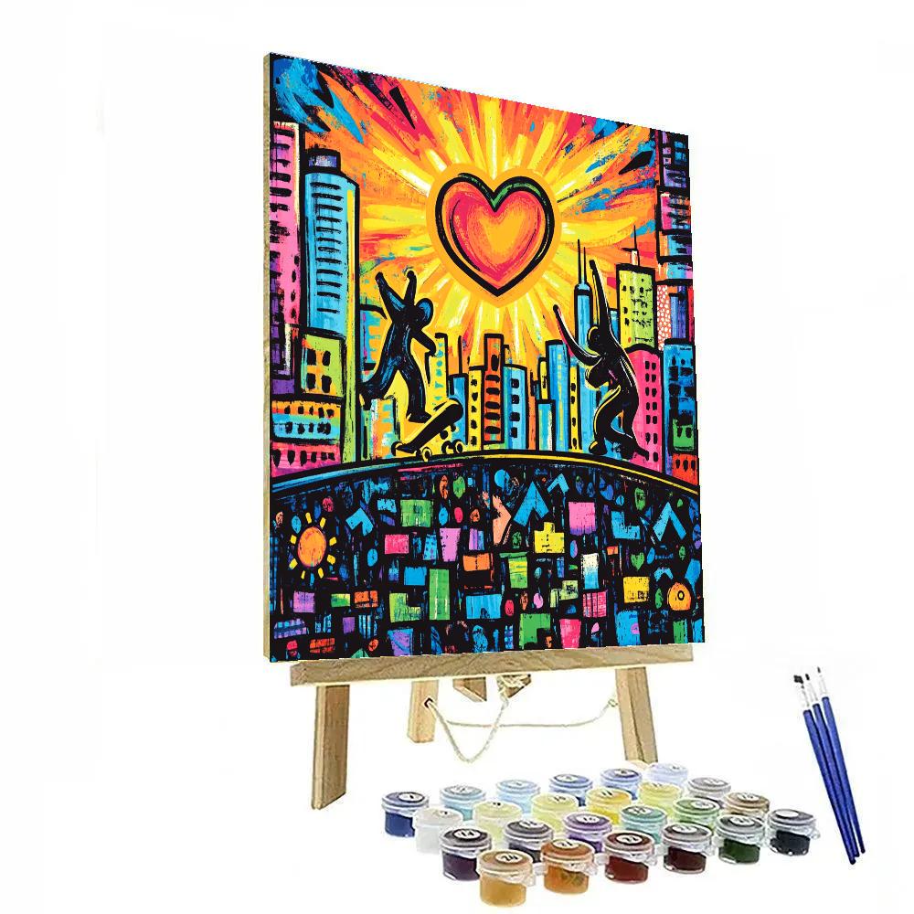 Keith Haring Inspired Radiant City Skaters Numbered painting kits