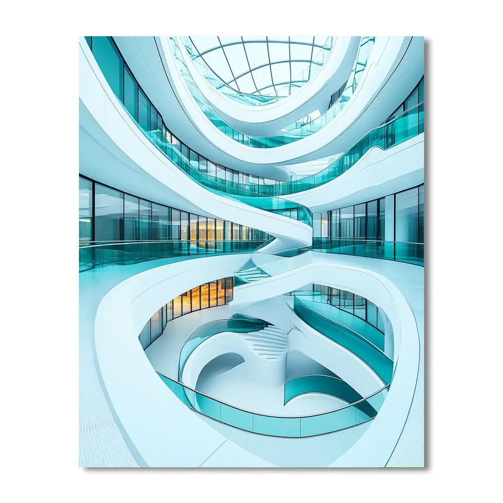 Zaha Hadid Inspired Fluid Museum Atrium paint by numbers
